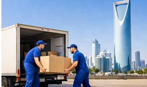 شركة نقل اثاث بالرياض عرب موورز ہب تقوم بتحميل الأثاث باحترافية باستخدام فريق متخصص وشاحنة نقل حديثة في مدينة الرياض