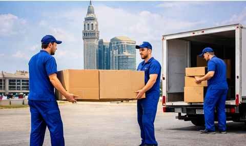 ارخص شركة نقل عفش بمكة تقدمها عرب موورز ہب مع فريق متخصص يقوم بتحميل الأثاث داخل شاحنة نقل بطريقة آمنة ومنظمة