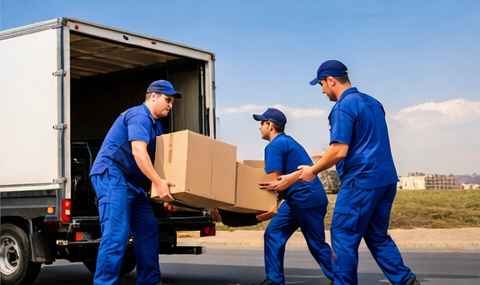 ارخص شركة نقل عفش في بريدة تقدم خدمة تحميل الصناديق داخل شاحنة نقل بواسطة فريق محترف من عرب موورز ہب