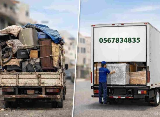 صورة مقارنة بين شاحنة عشوائية وشاحنة احترافية من عرب موورز ہب تحمل الأثاث بأمان في مكة – شركة نقل عفش بمكة